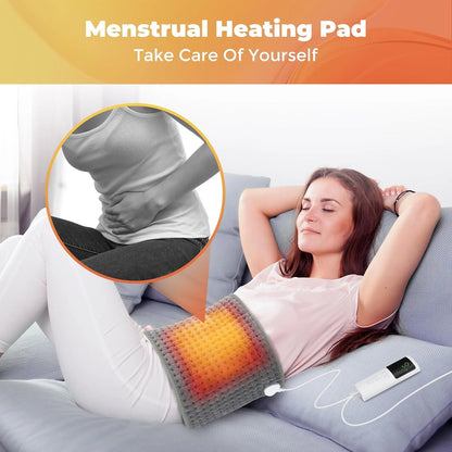 Heating Pad for Back Pain Relief, 12"x50" Electric Heating Pad with Auto Shut off/LCD Controller, Soft Heating Pad with 9 Heating Levels & 4 Time Settings for Back Neck Shoulder Stress Cramps Relief