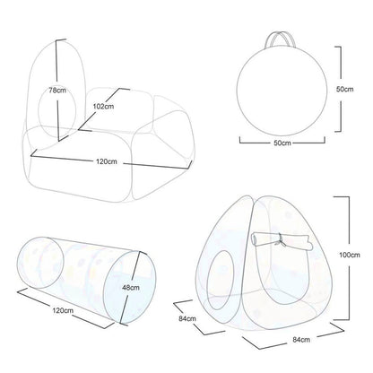 3-in-1 Kids Tunnel Tent with Ball Pit for Girls Boys Age 3 4 5 6 7 Kids Play Tent with Ball Pit & Basketball Hoop, Tunnel for Baby Big Kids Indoor Outdoor Play Tent( No Balls)