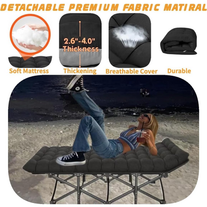 Folding Camping Cots for Adults, Portable Outdoor Camping Bed with Mattress, Heavy Duty Guest Bed Sleeping Cot Folding Bed for Camping Traveling Office Use, 74" x 26", Black, Supports 330 lbs