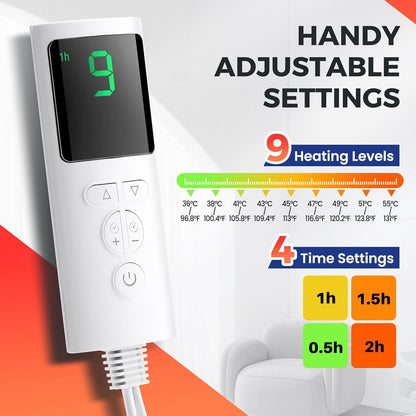 Foot Warmer Heating Pad Electric Heated Foot Warmer 9 Levels Temp 4 Timer LCD Washable Electric Foot Heating Pad For Under Desk