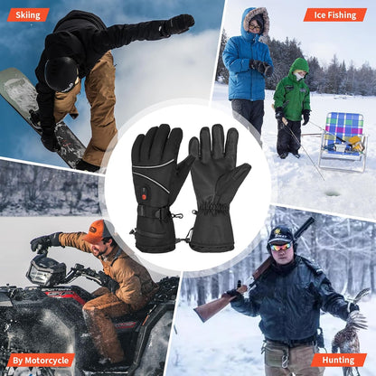 Heated Skiing Gloves Touchscreen Heated Gloves Unisex Rechargeable Battery Powered Electric Heating Glove For Winter Outdoor Snowboarding Hiking
