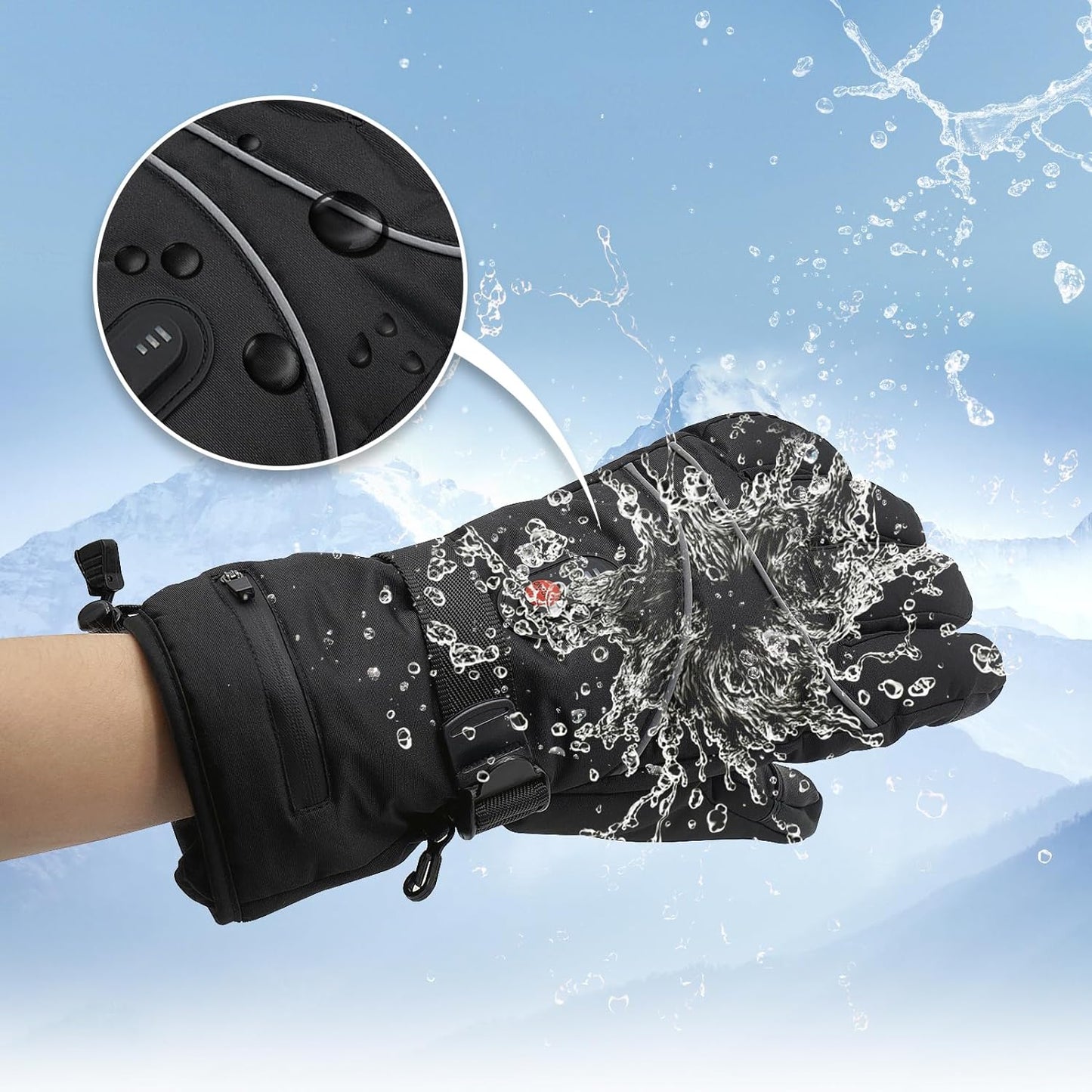 Heated Skiing Gloves Touchscreen Heated Gloves Unisex Rechargeable Battery Powered Electric Heating Glove For Winter Outdoor Snowboarding Hiking