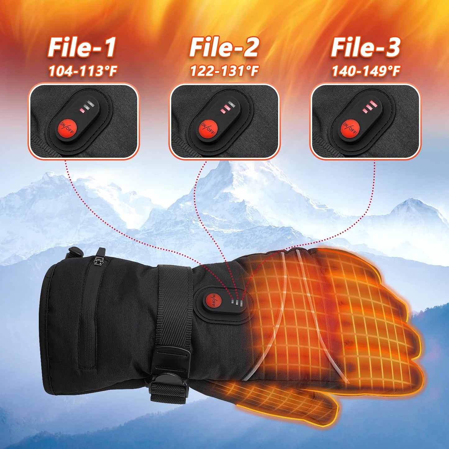 Heated Skiing Gloves Touchscreen Heated Gloves Unisex Rechargeable Battery Powered Electric Heating Glove For Winter Outdoor Snowboarding Hiking
