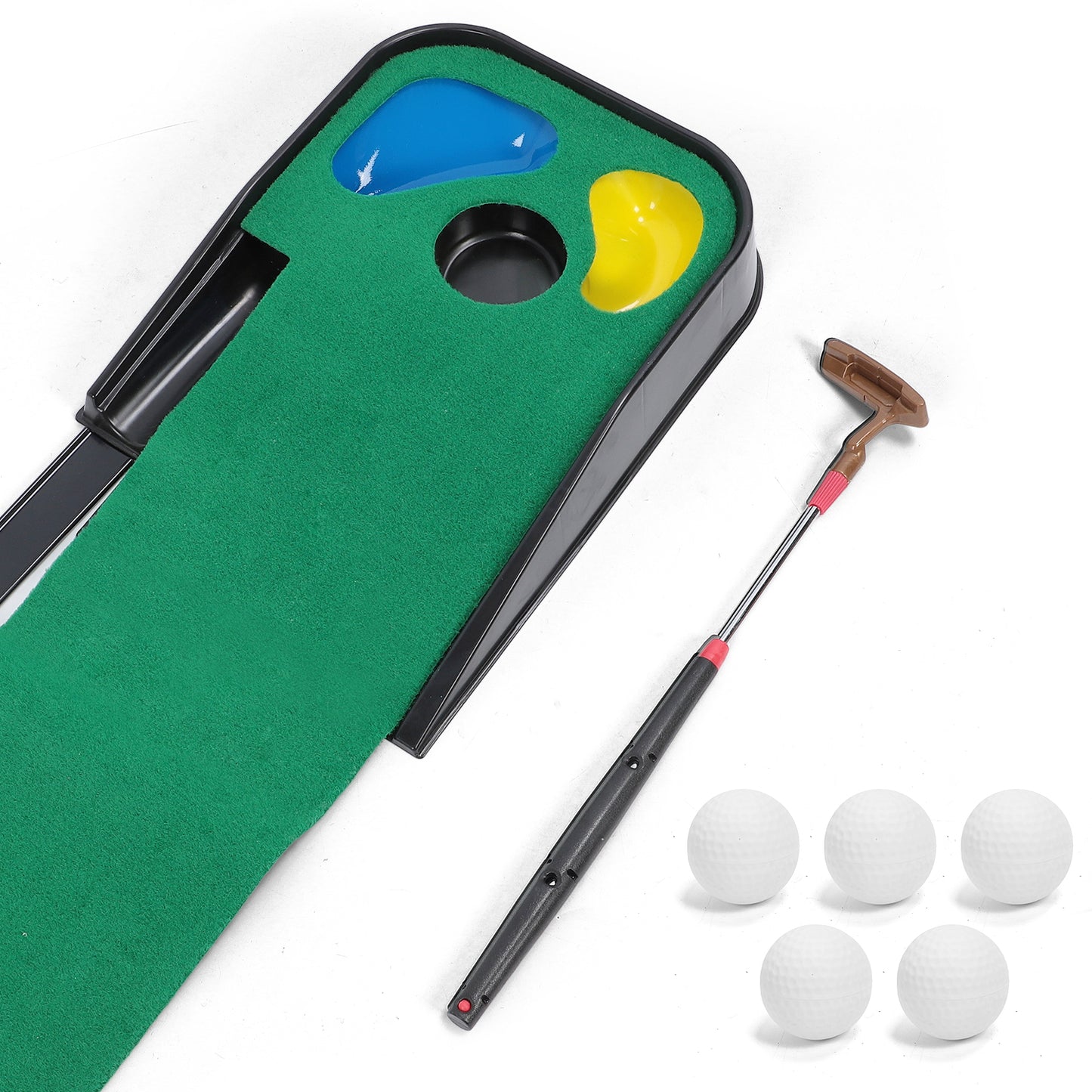 Eotvia Golf Putting Green, 79in Indoor Golf Putting Mat with Auto Ball Return, Golf Putting Set with 1 Telescopic Putter+5 Golf Balls, Mini Golf Game for Home Office Backyard Party, Golf Gifts for Men