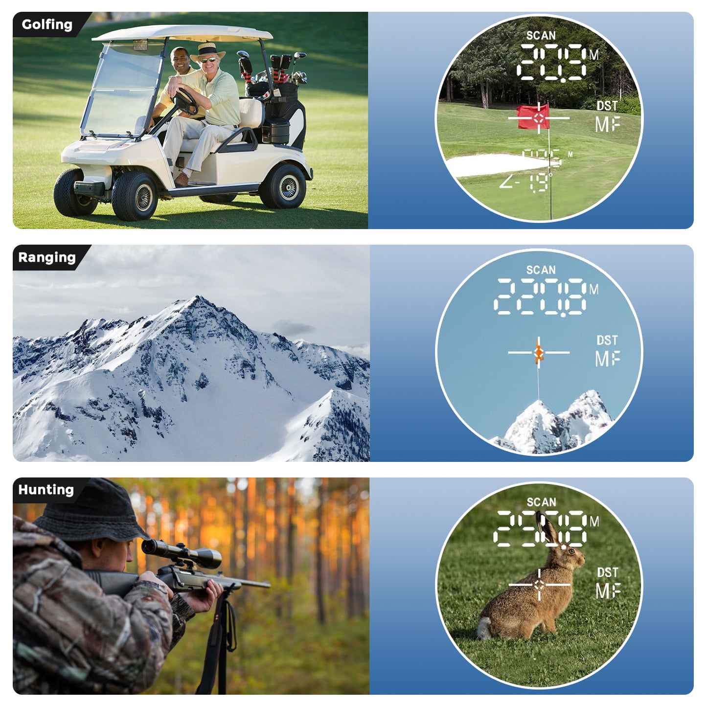 Golf Rangefinder with Slope, 1200 Yards Laser Golf Rangefinder, 6X Magnification, USB Rechargeable Golf Laser Rangefinder with Flag Lock Magnetic, Laser Rangefinder for Hunting Golfing, Gift for Teen