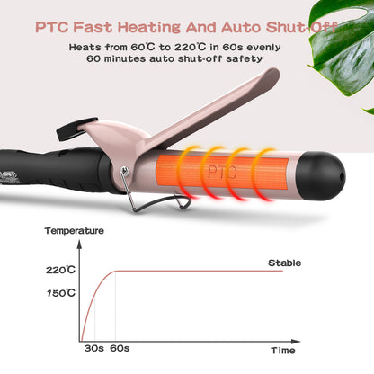1.25in Ceramic Barrel Automatic Rotating Curling Iron, Digital Temp Control, Curling Wand Fast Heat Up, Auto Shut Off for Waves, Beach Curls for Women, Ideal Gift