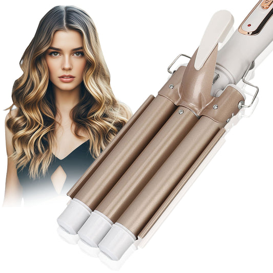 Hair Curler Wand, Gold Hair Curling Iron Anti Slip Safe Adjustable Temperature 360 Rotating Cord For Hair Salon