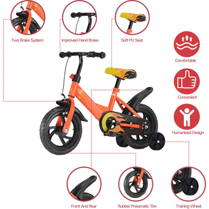 12 inch Kids Bike with Training Wheels, 2-in-1 Kids Bicycle with Adjustable Handlebar/Seat, Toddler Bike Children Bike Christmas Birthday New Year Gift for Boys Girls Kids Toddlers 1 to 5 Years Old