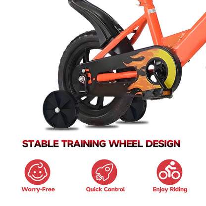 12 inch Kids Bike with Training Wheels, 2-in-1 Kids Bicycle with Adjustable Handlebar/Seat, Toddler Bike Children Bike Christmas Birthday New Year Gift for Boys Girls Kids Toddlers 1 to 5 Years Old