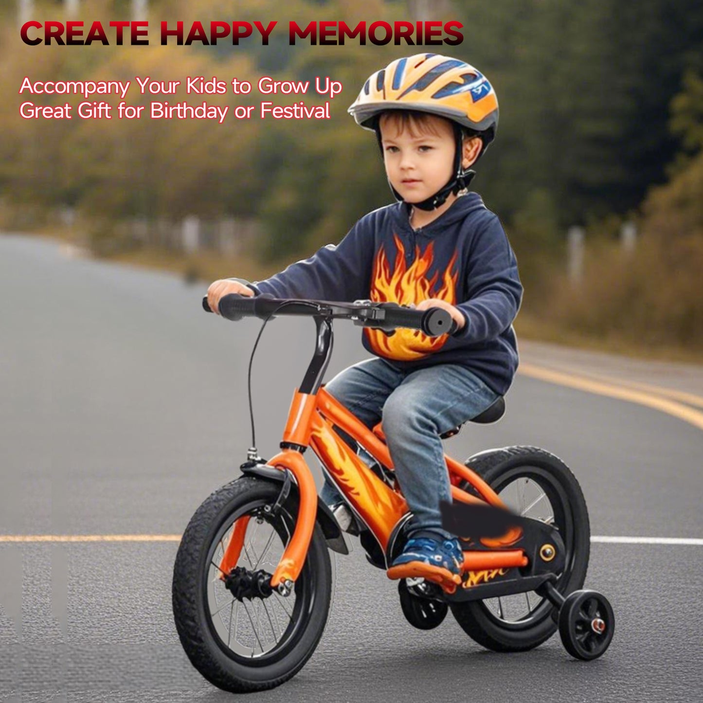 12 inch Kids Bike with Training Wheels, 2-in-1 Kids Bicycle with Adjustable Handlebar/Seat, Toddler Bike Children Bike Christmas Birthday New Year Gift for Boys Girls Kids Toddlers 1 to 5 Years Old