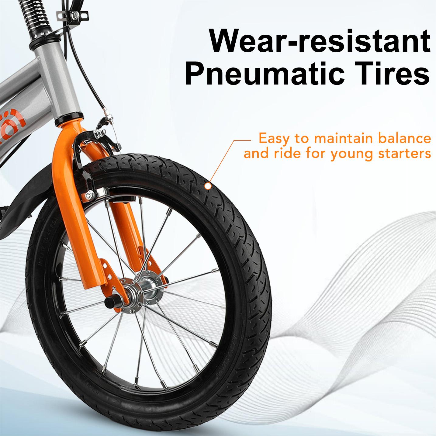 Kids Bike, Training Wheels Rubber Tires Carbon Steel Adjustable Seat Handlebar Boys Girls Bike  For Indoor