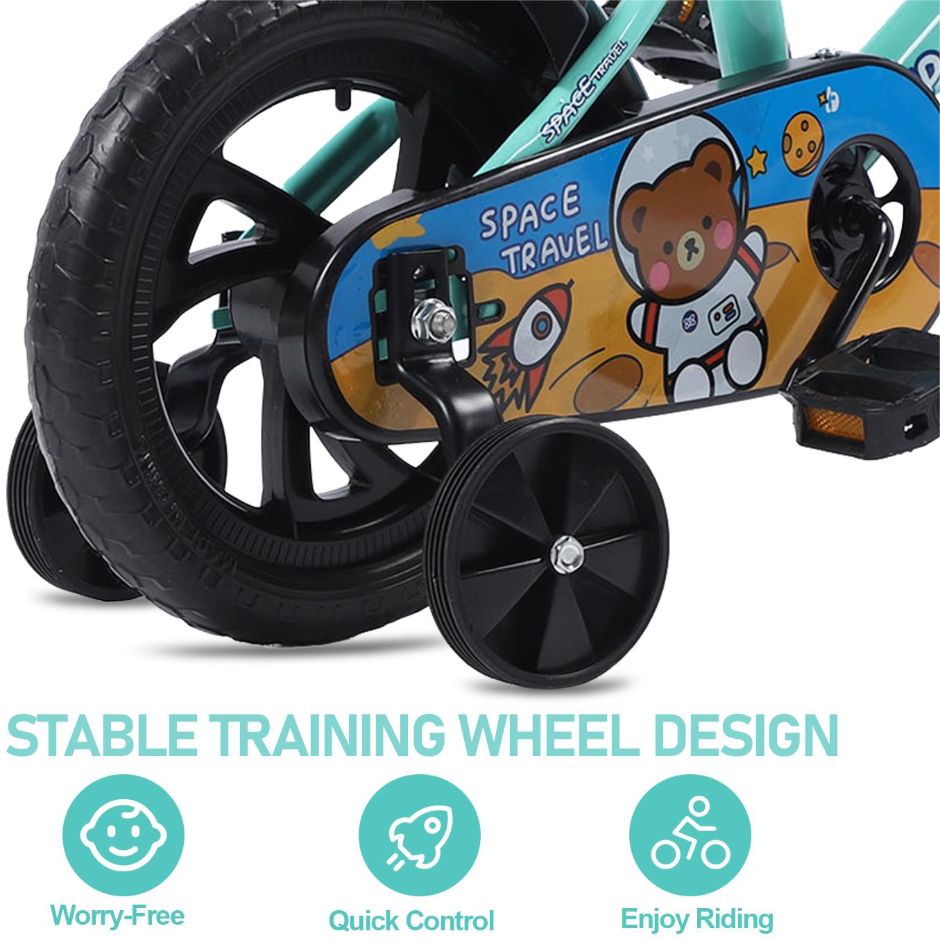 Kids Bike with Training Wheels, 12 Inch Bike with Basket, Kids Bicycle with Adjustable Seat/Handlebar, Children Bike with Handbrake/Bell/Pedals, Bicycle for Kids Boys Girls 1-5, up to 165lbs
