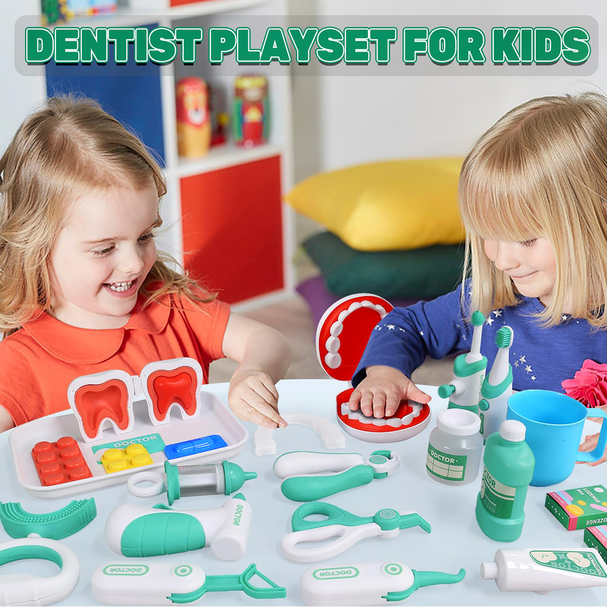 Doctor Kit for Toddlers 3-5, 31 PCS Pretend Dentist Play Set, Kids Doctors Playset, Medical Kit Toys Gifts for 3 4 5 6 Years Old Girls Boys(Green)
