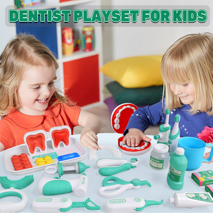 Doctor Kit for Toddlers 3-5, 31 PCS Pretend Dentist Play Set, Kids Doctors Playset, Medical Kit Toys Gifts for 3 4 5 6 Years Old Girls Boys(Green)