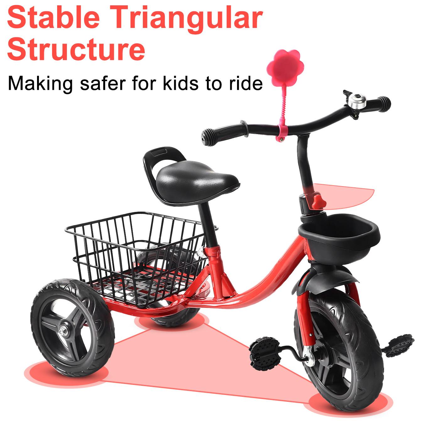 Eotvia Toddler Bike with Basket, 3 Wheel Kids Bike for 1-4 Years Old Boys Girls, Tricycles for Toddlers Kids Trikes for Balance Training Baby Bike,Outdoor Kids Tricycles Riding Toy with Bell Streamer