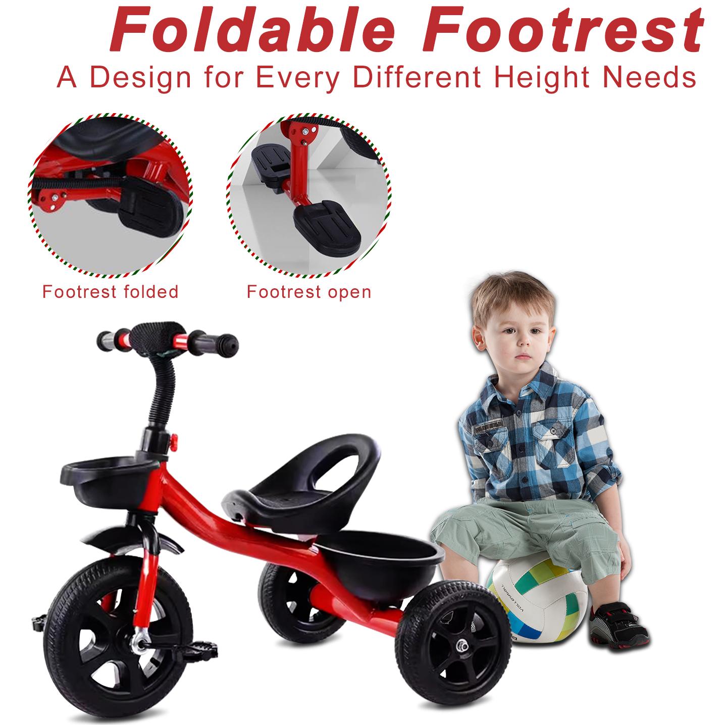 Tricycle for Kids, Toddler Tricycle with Push Handle, Toddler Bike for 1-4 Years Old Girls Boys, Kids Trike Beginner Tricycle with Adjustable Pedal and Storage Baskets, Baby Bike with Adjustable Seat