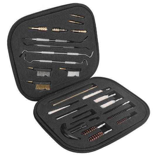 Gun Cleaning Kit, 28 Piece Universal Handgun Clean Kit with Storage Case, Portable Travel Size Gun Cleaner for Handguns Rifles Pistol and Shotguns, Black, Metal Brushes, Gun Accessories Gifts for Men