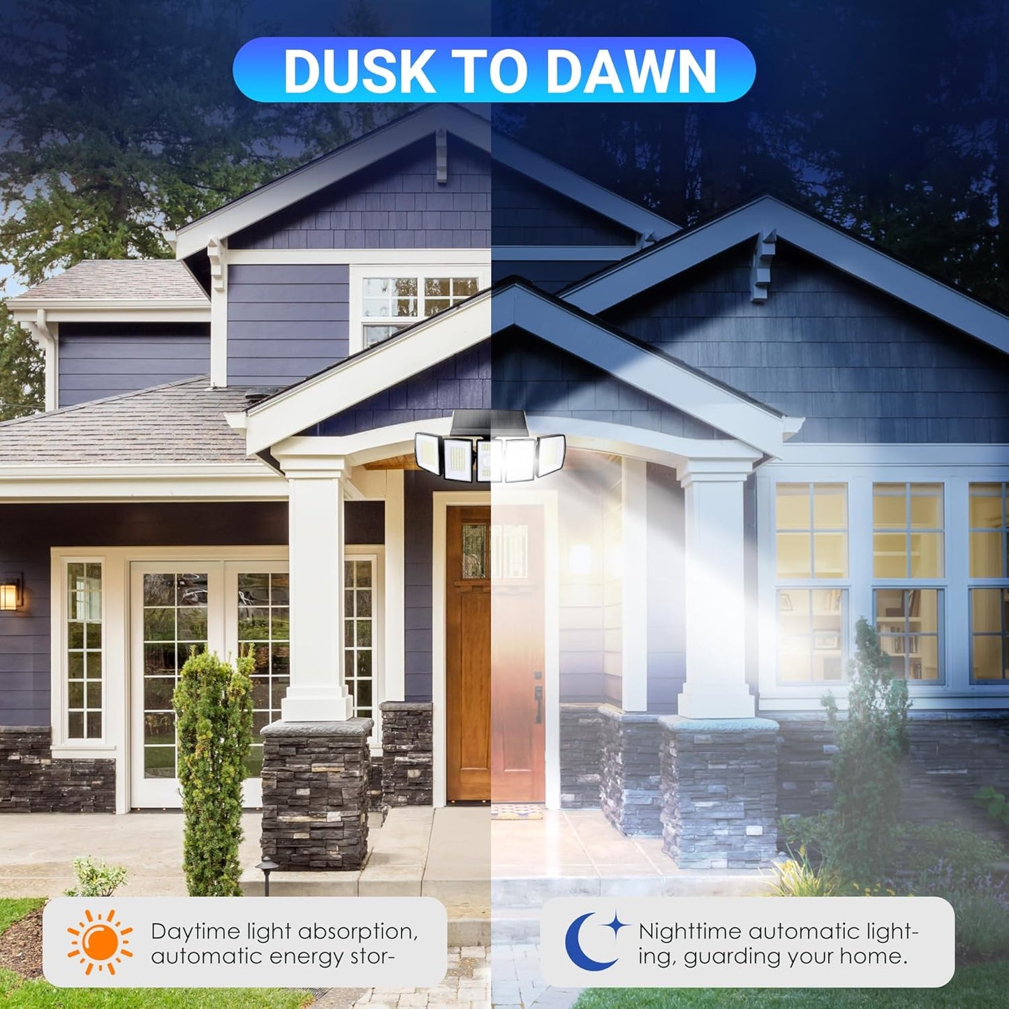 2Pack Solar Lights Outdoor, 300 LED IP65 Waterproof Motion Sensor Security Lights with Remote Control, 2835LM 360 Degree Rotable Solar Flood Lights for Patio Garage Yard Entryways Outdoor Lighting