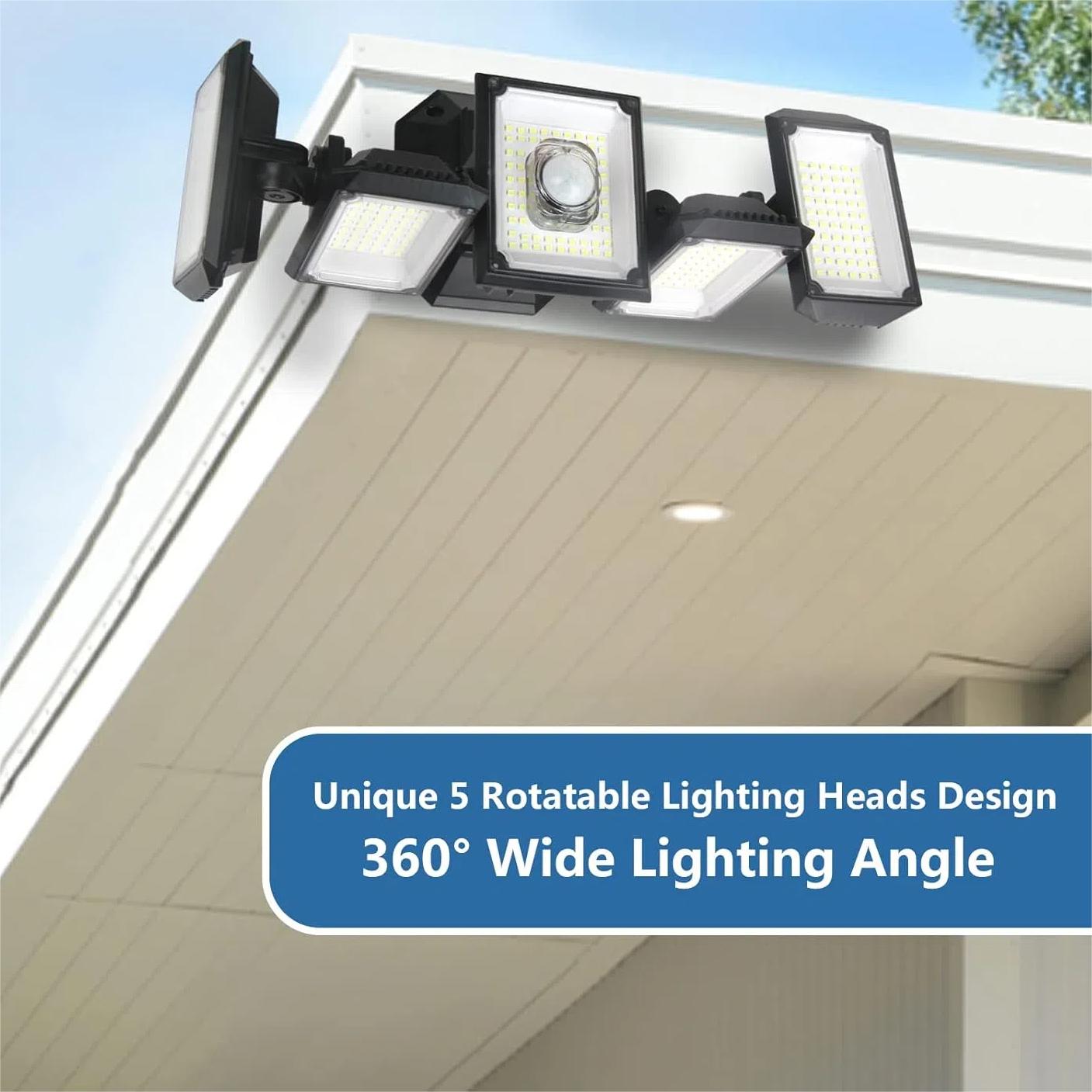 2Pack Solar Lights Outdoor, 300 LED IP65 Waterproof Motion Sensor Security Lights with Remote Control, 2835LM 360 Degree Rotable Solar Flood Lights for Patio Garage Yard Entryways Outdoor Lighting