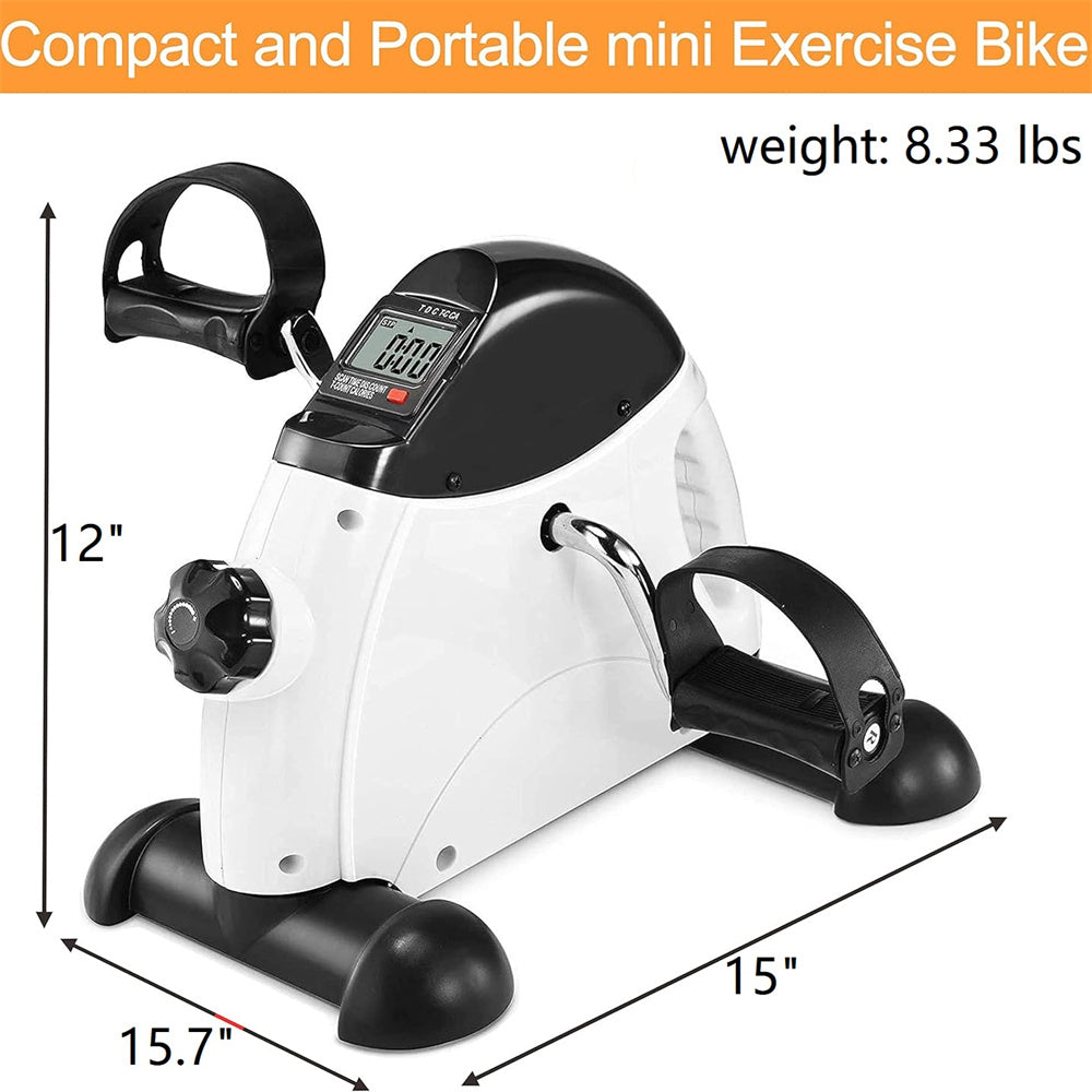 Eotvia Mini Exercise Bike, Under Desk Bike Pedal Exerciser Stepper, White Portable Mini Cycle Exercise Bike with Handle/Digital Display, Elder Bike Pedal Exerciser for Leg/Arm Workout Home Office Use