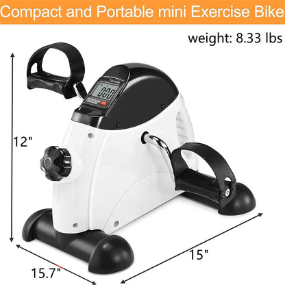 Eotvia Mini Exercise Bike, Under Desk Bike Pedal Exerciser Stepper, White Portable Mini Cycle Exercise Bike with Handle/Digital Display, Elder Bike Pedal Exerciser for Leg/Arm Workout Home Office Use
