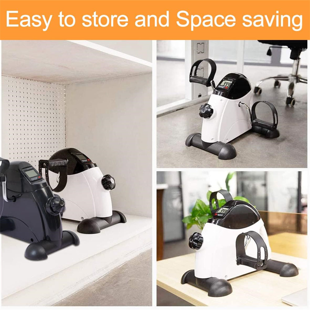Eotvia Mini Exercise Bike, Under Desk Bike Pedal Exerciser Stepper, White Portable Mini Cycle Exercise Bike with Handle/Digital Display, Elder Bike Pedal Exerciser for Leg/Arm Workout Home Office Use