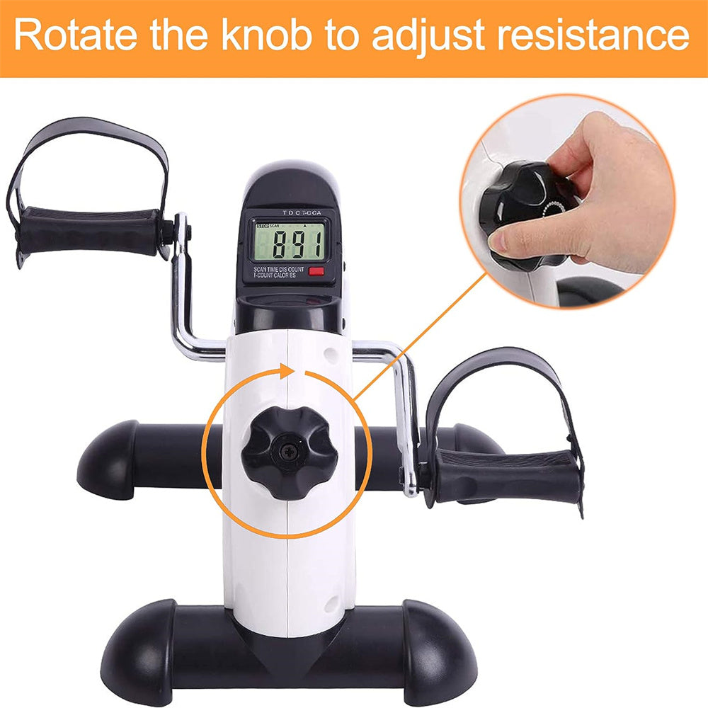Eotvia Mini Exercise Bike, Under Desk Bike Pedal Exerciser Stepper, White Portable Mini Cycle Exercise Bike with Handle/Digital Display, Elder Bike Pedal Exerciser for Leg/Arm Workout Home Office Use