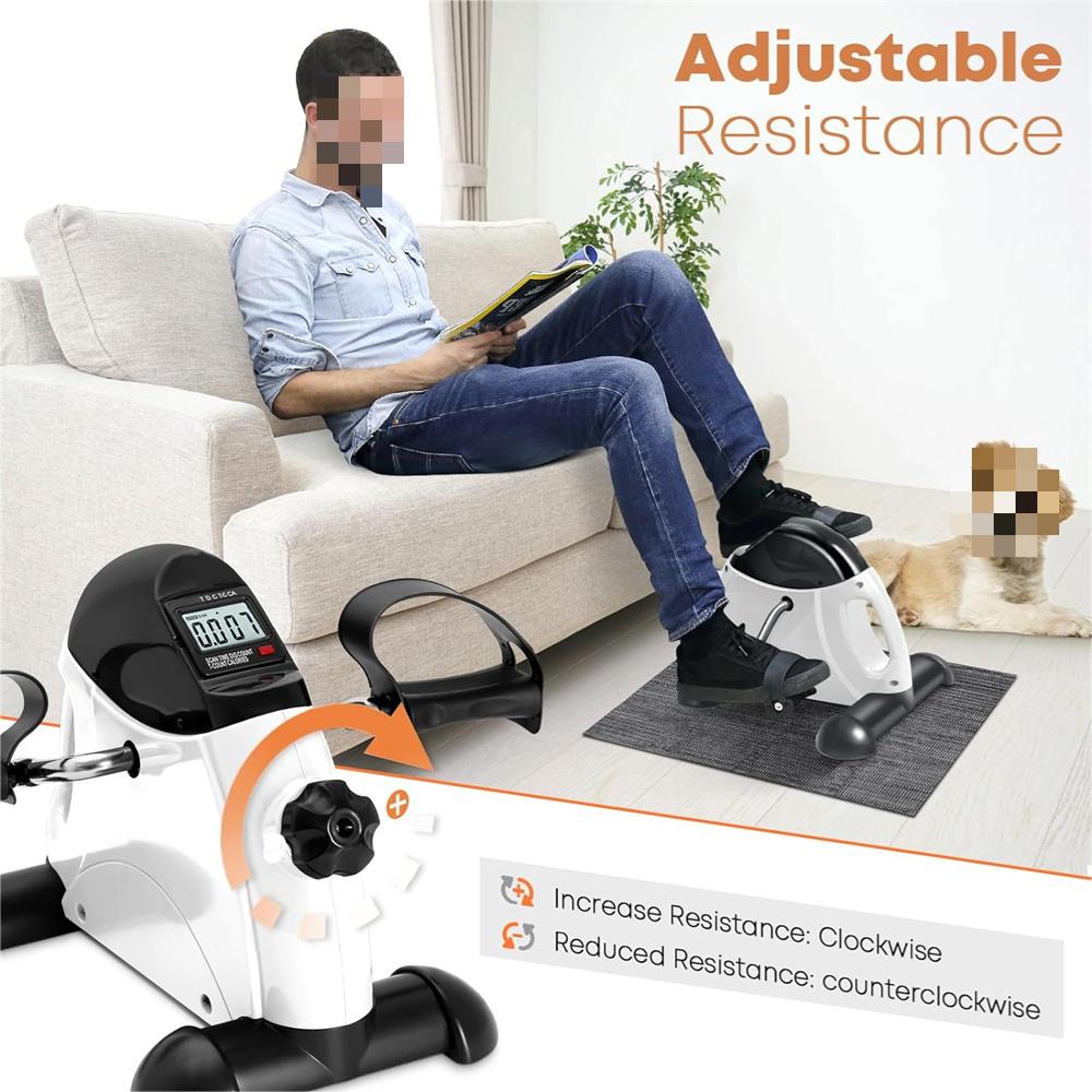Eotvia Mini Exercise Bike, Under Desk Bike Pedal Exerciser Stepper, White Portable Mini Cycle Exercise Bike with Handle/Digital Display, Elder Bike Pedal Exerciser for Leg/Arm Workout Home Office Use
