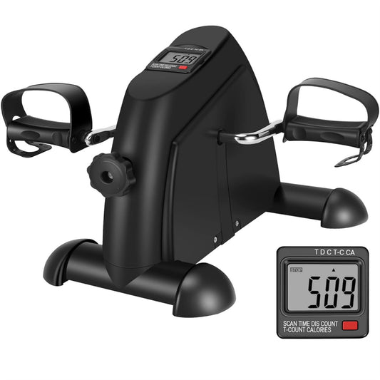 Eotvia Under Desk Bike Pedal Exerciser, Mini Exercise Bike Portable Peddler with Digital Display, Black Leg/Arm Exercise Bike Foot Cycle with Adjustable Resistance/Non-slip Pedals for Home Office