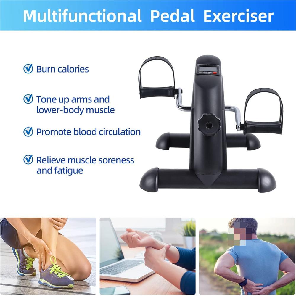 Eotvia Under Desk Bike Pedal Exerciser, Mini Exercise Bike Portable Peddler with Digital Display, Black Leg/Arm Exercise Bike Foot Cycle with Adjustable Resistance/Non-slip Pedals for Home Office