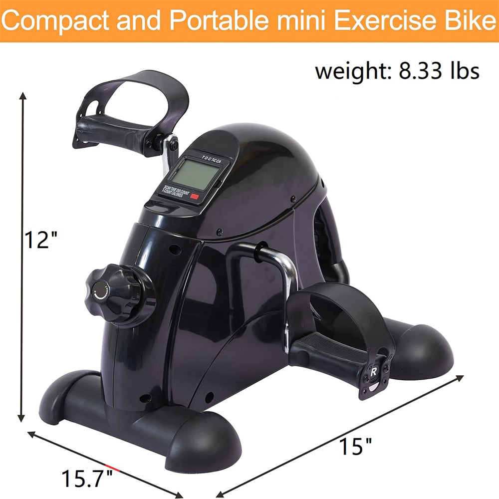 Eotvia Under Desk Bike Pedal Exerciser, Mini Exercise Bike Portable Peddler with Digital Display, Black Leg/Arm Exercise Bike Foot Cycle with Adjustable Resistance/Non-slip Pedals for Home Office