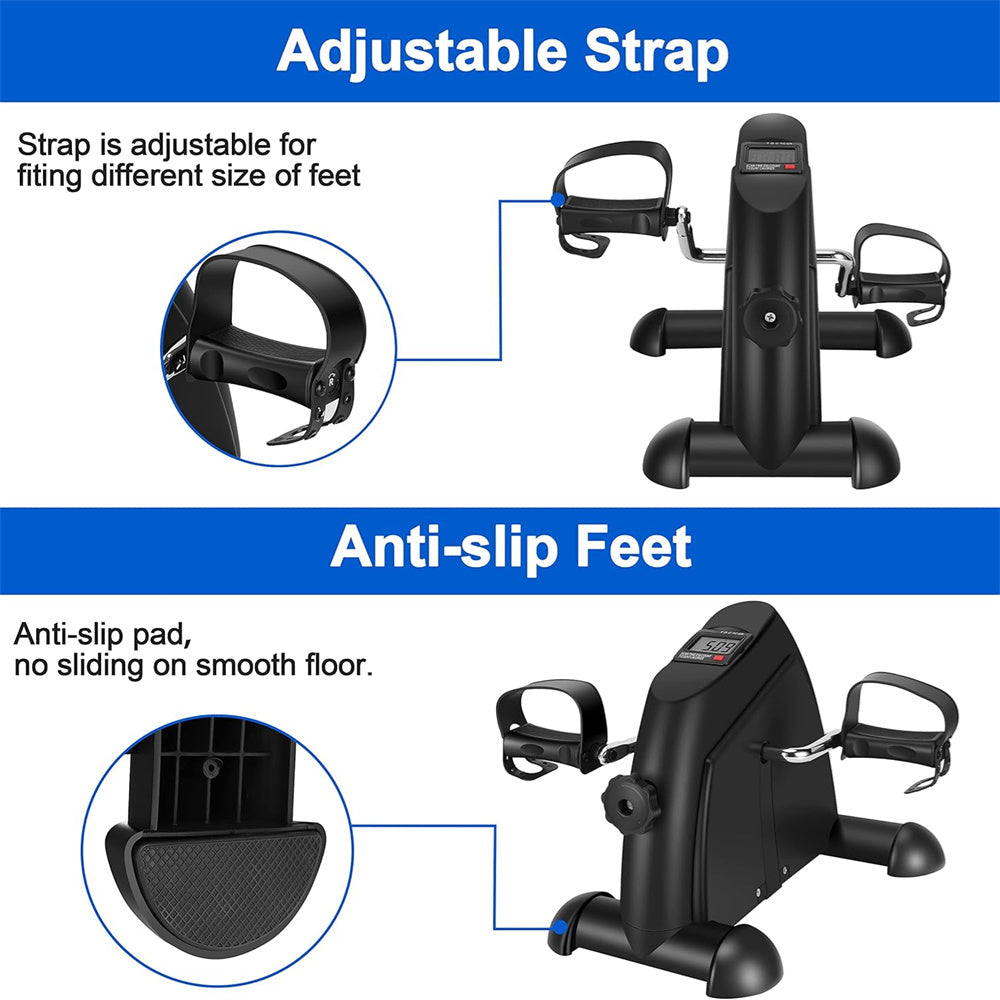 Eotvia Under Desk Bike Pedal Exerciser, Mini Exercise Bike Portable Peddler with Digital Display, Black Leg/Arm Exercise Bike Foot Cycle with Adjustable Resistance/Non-slip Pedals for Home Office