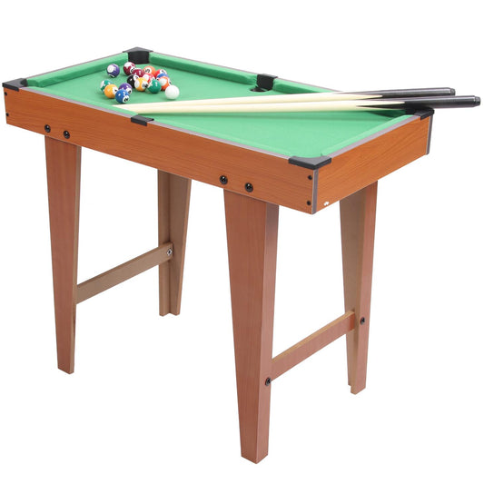 Mini Pool Table 27'' Billiard Game Set with 16 Balls, 2 Cue Sticks, Chalk, Brush, Triangle for Kids Teenager Gift Home Indoor Sports