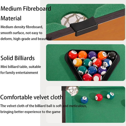 Mini Pool Table 27'' Billiard Game Set with 16 Balls, 2 Cue Sticks, Chalk, Brush, Triangle for Kids Teenager Gift Home Indoor Sports
