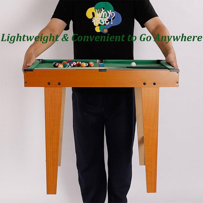 Mini Pool Table 27'' Billiard Game Set with 16 Balls, 2 Cue Sticks, Chalk, Brush, Triangle for Kids Teenager Gift Home Indoor Sports
