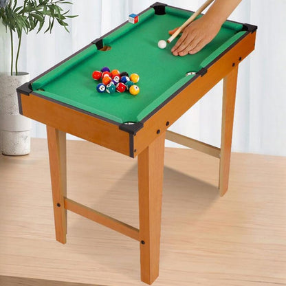 Mini Pool Table 27'' Billiard Game Set with 16 Balls, 2 Cue Sticks, Chalk, Brush, Triangle for Kids Teenager Gift Home Indoor Sports