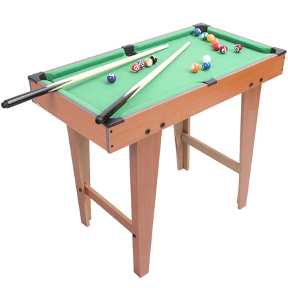 Mini Pool Table 27'' Billiard Game Set with 16 Balls, 2 Cue Sticks, Chalk, Brush, Triangle for Kids Teenager Gift Home Indoor Sports