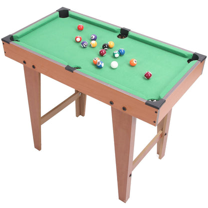 Mini Pool Table 27'' Billiard Game Set with 16 Balls, 2 Cue Sticks, Chalk, Brush, Triangle for Kids Teenager Gift Home Indoor Sports