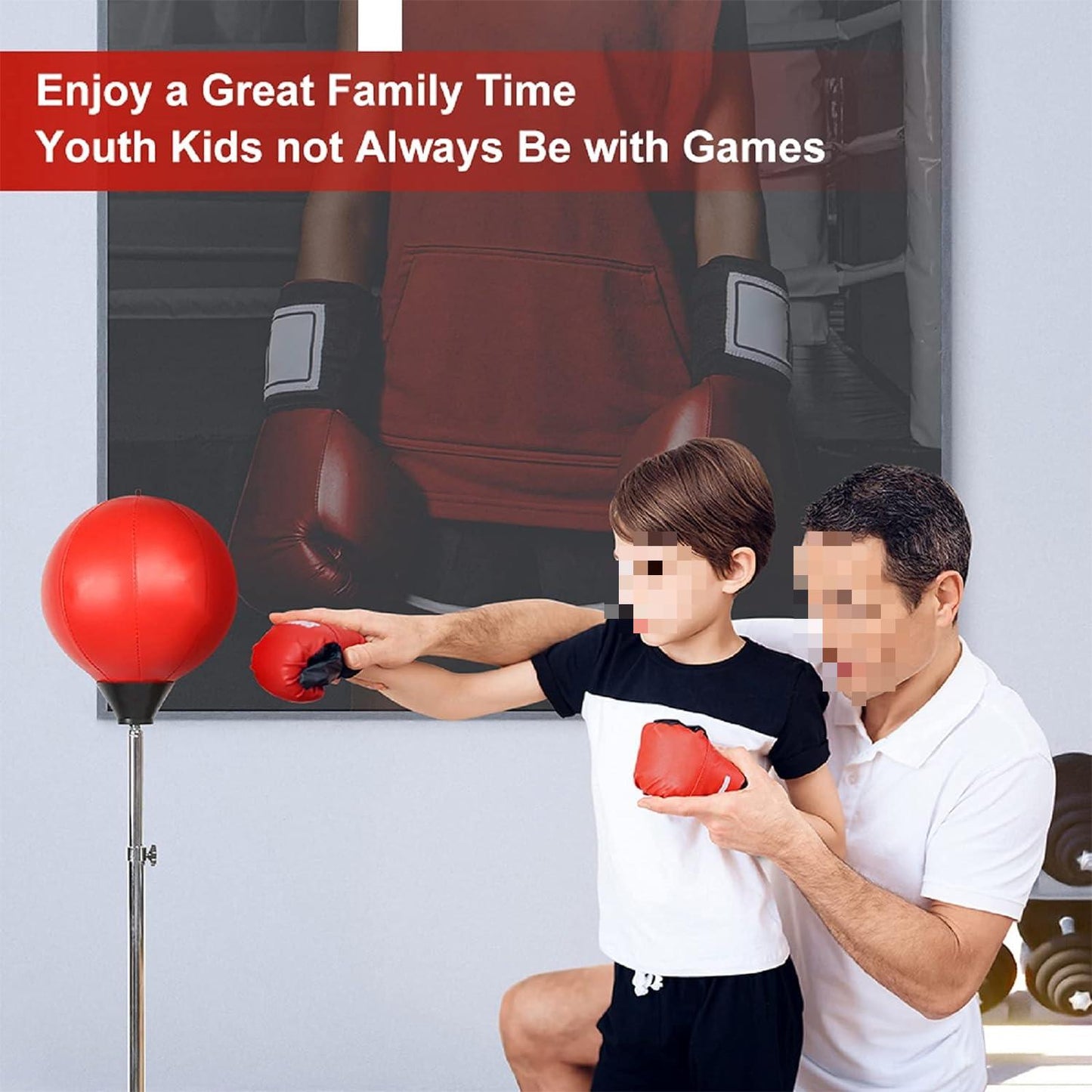 Eotvia Punching Bag for Adults, Freestanding Boxing Set with Gloves, 55 inch Height Adjustable Punching Bag with Stand, Sport Game Toys for Kids Teens Junior Adults Perfect for Exercise and Fitness