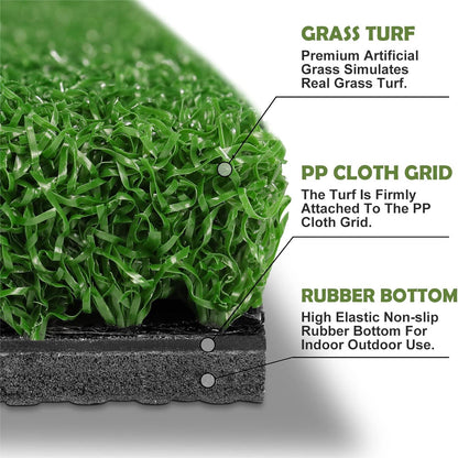Professional Tri-Turf Golf Hitting Mat, 3-in-1 Foldable Golf Practice Mat, Heavy Duty Rubber Backing Portable Golf Practice Grass Mat for Indoor Outdoor Training Swing Chipping