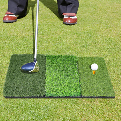 Professional Tri-Turf Golf Hitting Mat, 3-in-1 Foldable Golf Practice Mat, Heavy Duty Rubber Backing Portable Golf Practice Grass Mat for Indoor Outdoor Training Swing Chipping