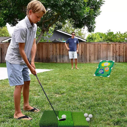 Professional Tri-Turf Golf Hitting Mat, 3-in-1 Foldable Golf Practice Mat, Heavy Duty Rubber Backing Portable Golf Practice Grass Mat for Indoor Outdoor Training Swing Chipping