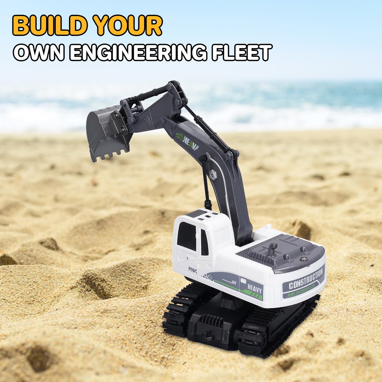 Remote Control Excavator, 11 Channel RC Excavator Toys, RC Construction Vehicles Toys with Lights, Music and 2 Rechargeable Batteries, Mini Construction Toys Best Gifts for Kids 3-12 Years Old