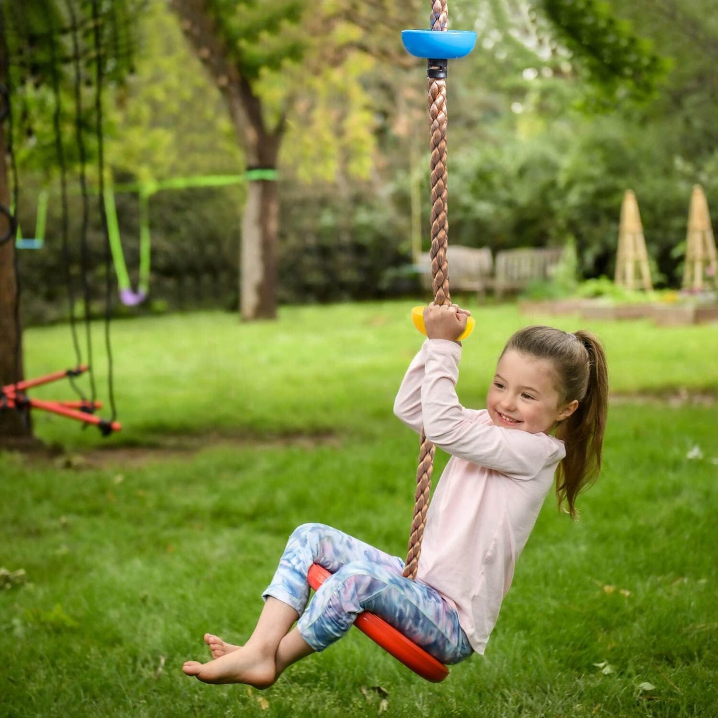 Tree Swings for Kids, 3-in-1 Climbing Rope with Platforms and Disc Seat Swing Set, Outside Toys for Kids Over 3 Years Old, Indoor Outdoor Swing for Tree Outside Treehouse, 220 lbs Weight Capacity