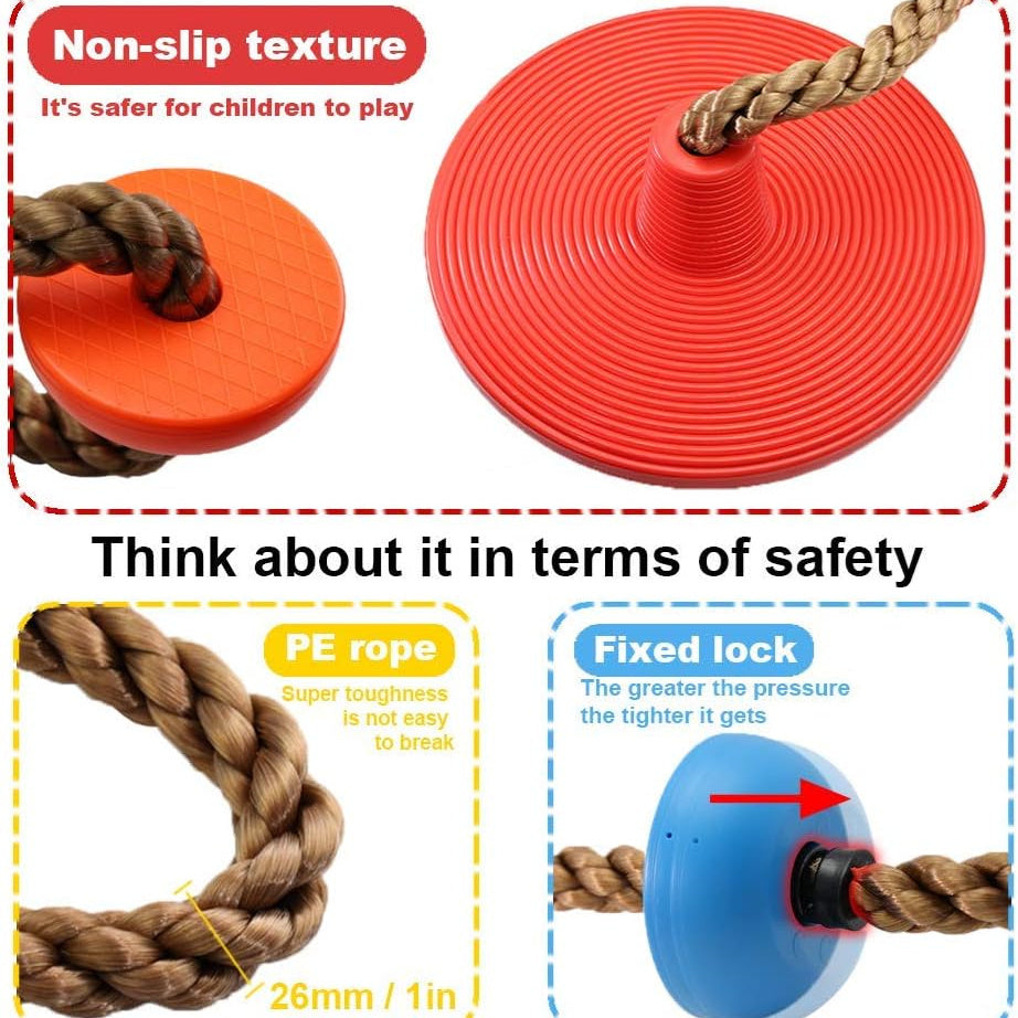Tree Swings for Kids, 3-in-1 Climbing Rope with Platforms and Disc Seat Swing Set, Outside Toys for Kids Over 3 Years Old, Indoor Outdoor Swing for Tree Outside Treehouse, 220 lbs Weight Capacity