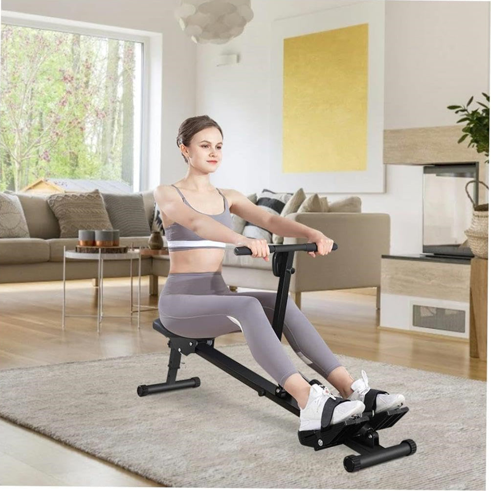 Eotvia Rowing Machine Rower Exercise for Home Cardio Workouts, Foldable Fitness Rowing Machine with 12 Adjustable Resistance, Includes Digital Monitor and Comfortable Seat Cushion, Max Holds 264 lbs