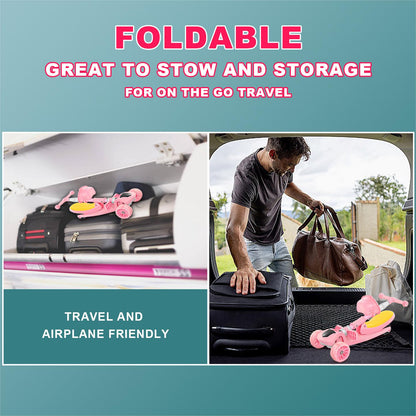 Eotvia 3 Wheel Scooter for Kids, Folding Kids Scooter with Seat, Pink Toddler Scooter with Adjustable Handlebar, Ride on Toys with Music Streamer LED Lights Rear Brake for Boys Girls Ages 3-5