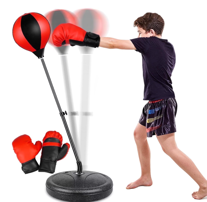 Punching Bag for Kids, Freestanding Boxing Set with Junior Gloves, 41 Inch Height Adjustable Punching Bag with Stand, Sport Game Toys for Boys Girls 3-10 Years Perfect for Exercise and Fitness