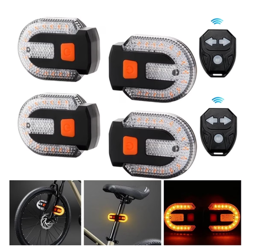 4PCS Turn Signals for Bicycles with Alarm, USB Charging Remote Control Split/Integrated Bike Tail Light 5 Modes Waterproof Strobe Bike Rear Lights Can be Mounted on Front and Rear of Bicycle