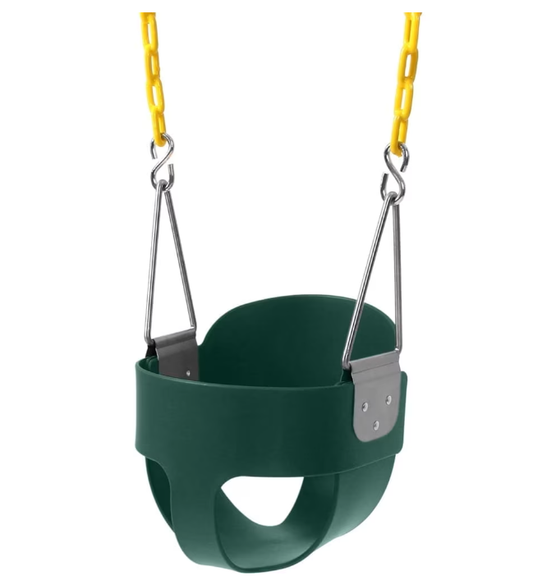 Toddler Swing, Heavy Duty High Back Full Bucket Toddler Swing Seat with Coated Chains, Green Baby Swing Outdoor Swing Set Accessories for Backyard Ourdoor Indoor, Easy Install,Support 330lbs